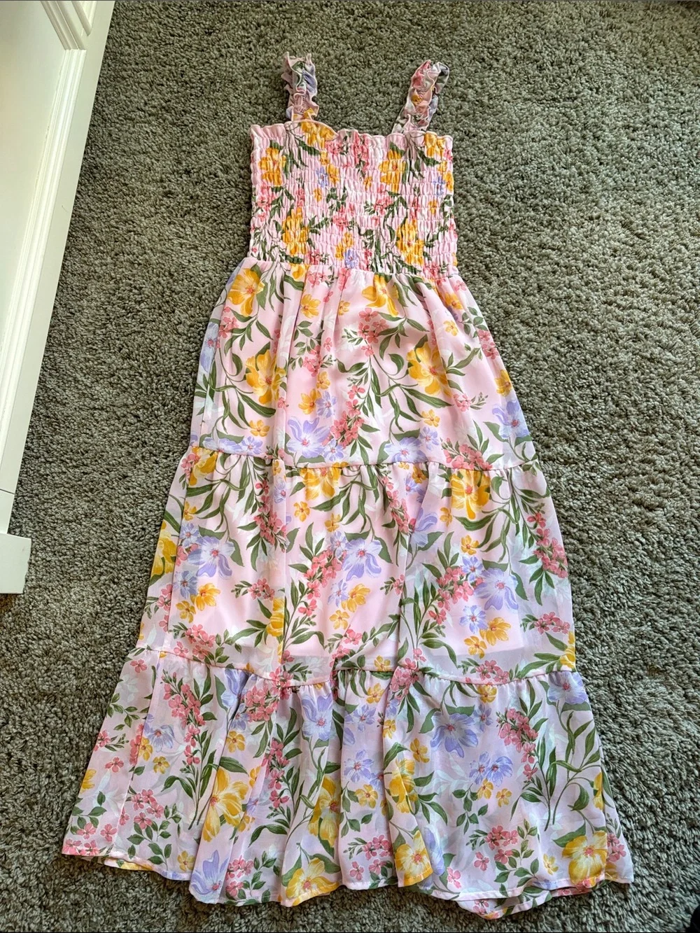 Speechless Pink Floral Smocked Tiered Sundress